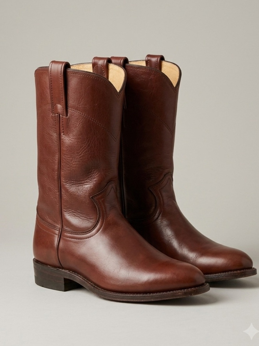 Justin Ropers Brown Leather Cowboy Boots Womens 7 Boho Western Cowgirl Rodeo